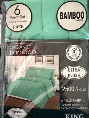 Organic Bamboo Ultra Plush King Sheet Set - Mint Green #57